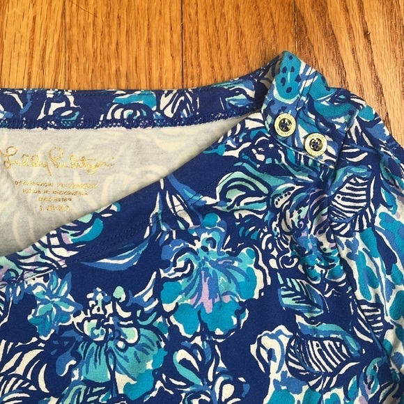 Lilly Pulitzer Mini 3/4 Sleeve Sophie Dress Multi Blue Artsy Leaf Print L 8/10 - Picture 3 of 4